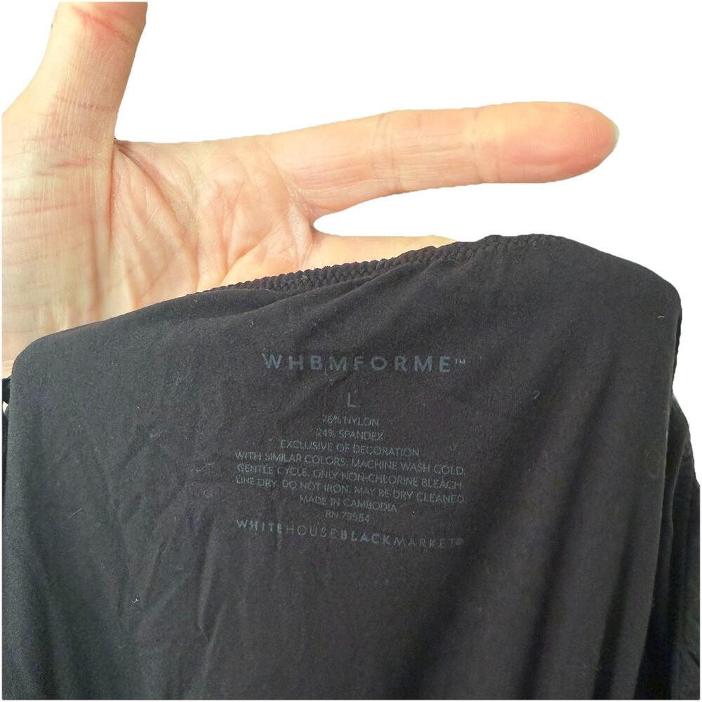 WHBM Womens Large Cami Vneck Tank Top Spaghetti Strap Black Solid Forme - Picture 2 of 7